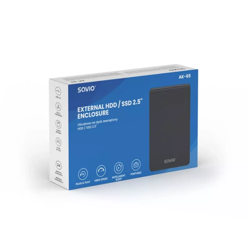 Carcasa para disco duro/SSD SAVIO AK-65 Negra 2,5