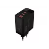 Cargador de pared LCD toma USB + USB-Cx2 PD 65W GAN negro vatímetro