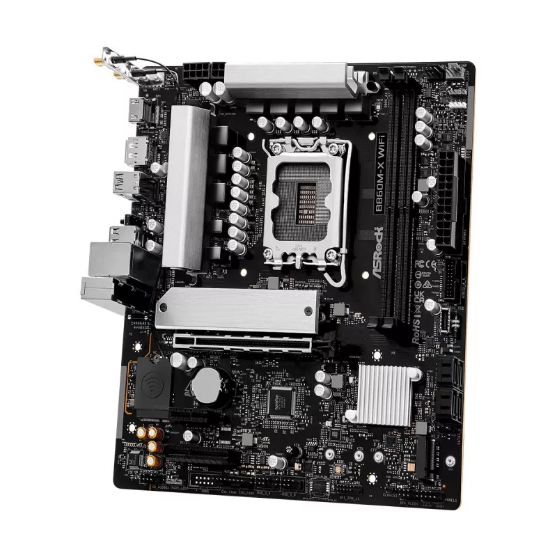 Placa base ASRock B860M-X WiFi — Intel B860, LGA 1851, micro ATX, DDR5, 2x DIMM, 4x M.2, 2.5Gb LAN, Wi‑Fi 6E, Bluetooth 5.3