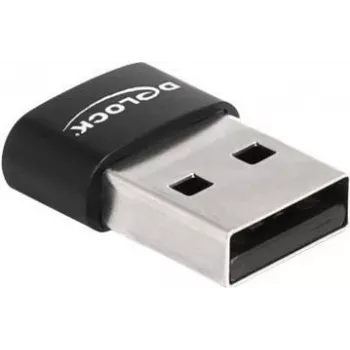 Delock - Adaptador USB - USB (M) a USB-C (H) - USB2.0 5 A - Negro (60002)