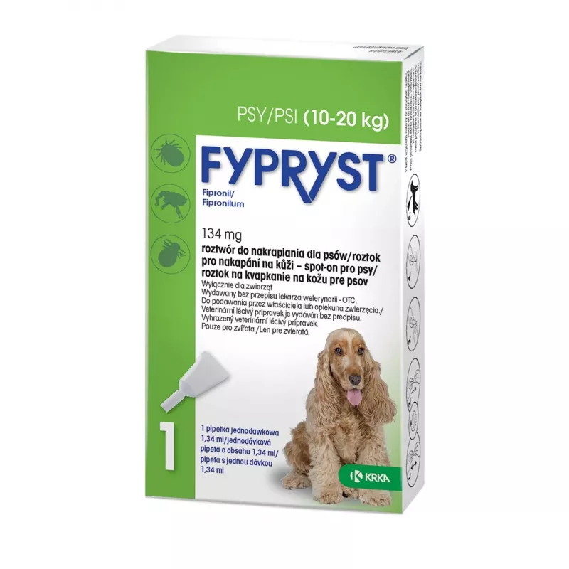 FYPRYST 134mg M (10-20kg) - gotas contra pulgas y garrapatas para perros – 1x1,34 ml