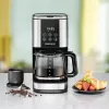 Cafetera de filtro Rommelsbacher FKM1000, depósito de agua de 1,5 L, 12 tazas, acero inoxidable/negro