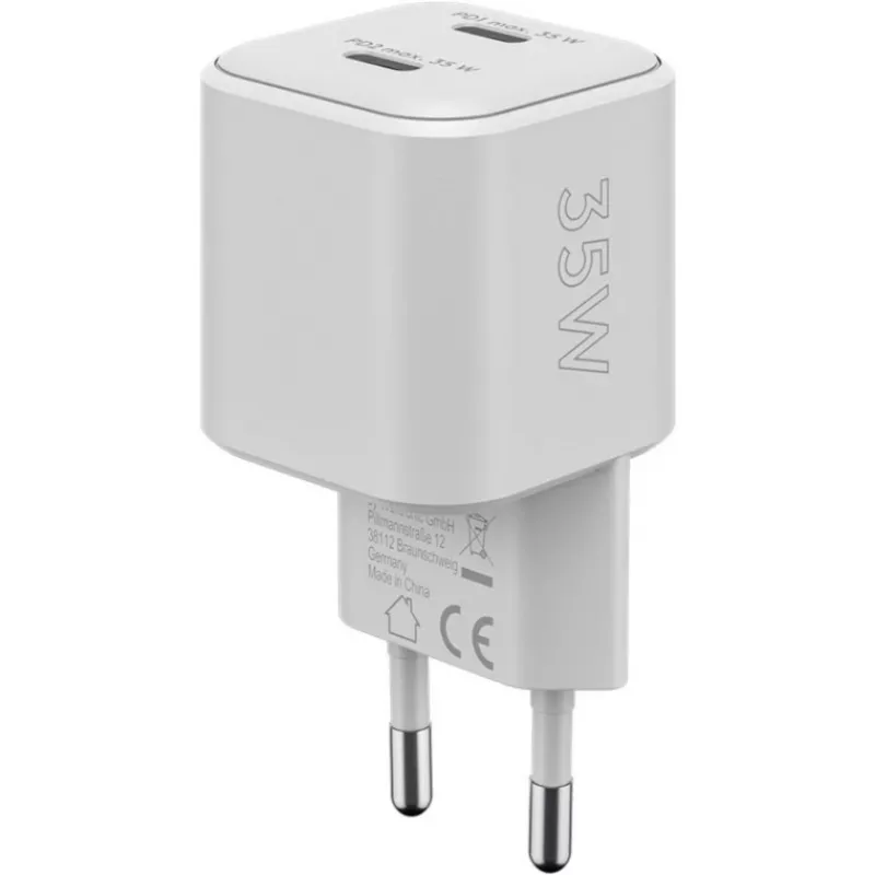 Cargador dual rápido USB-C Nano, PD, GaN, 35 vatios (blanco, 2x USB-C, Power Delivery 3.0)