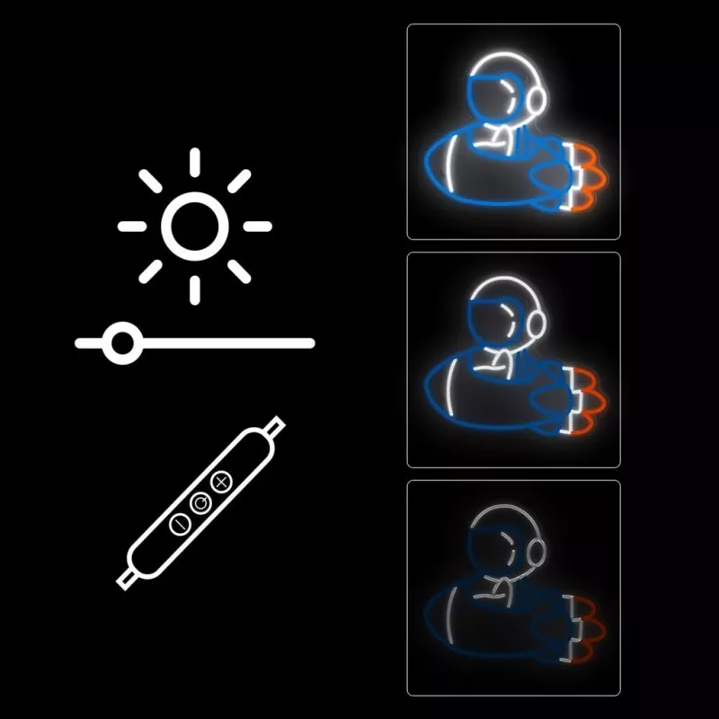 Lámpara de neón decorativa MANTA SNL90MT Style Neon Lights — motivo astronauta en cohete