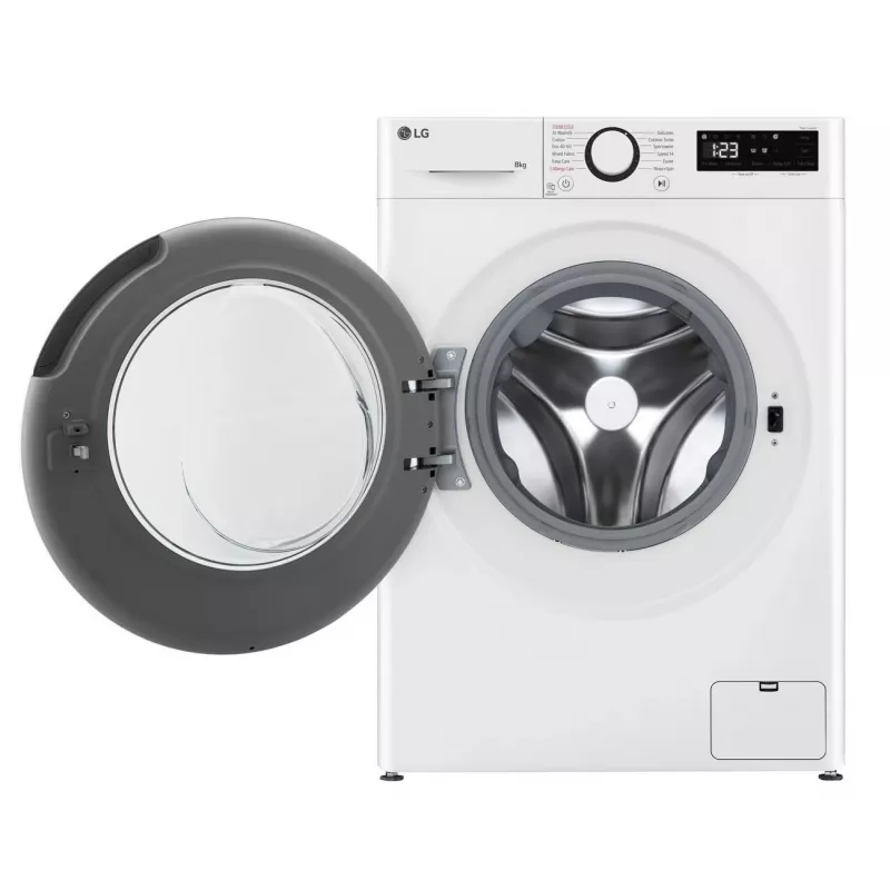 LG | Lavadora | F2WR508SWW | Clase de eficiencia energética A-10% | Carga frontal | Capacidad de lavado 8 kg | 1200 rpm | Profundidad 47,5 cm | Anchura 60 cm | Pantalla | LED | Función vapor