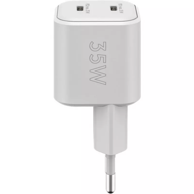 Cargador dual rápido USB-C Nano, PD, GaN, 35 vatios (blanco, 2x USB-C, Power Delivery 3.0)