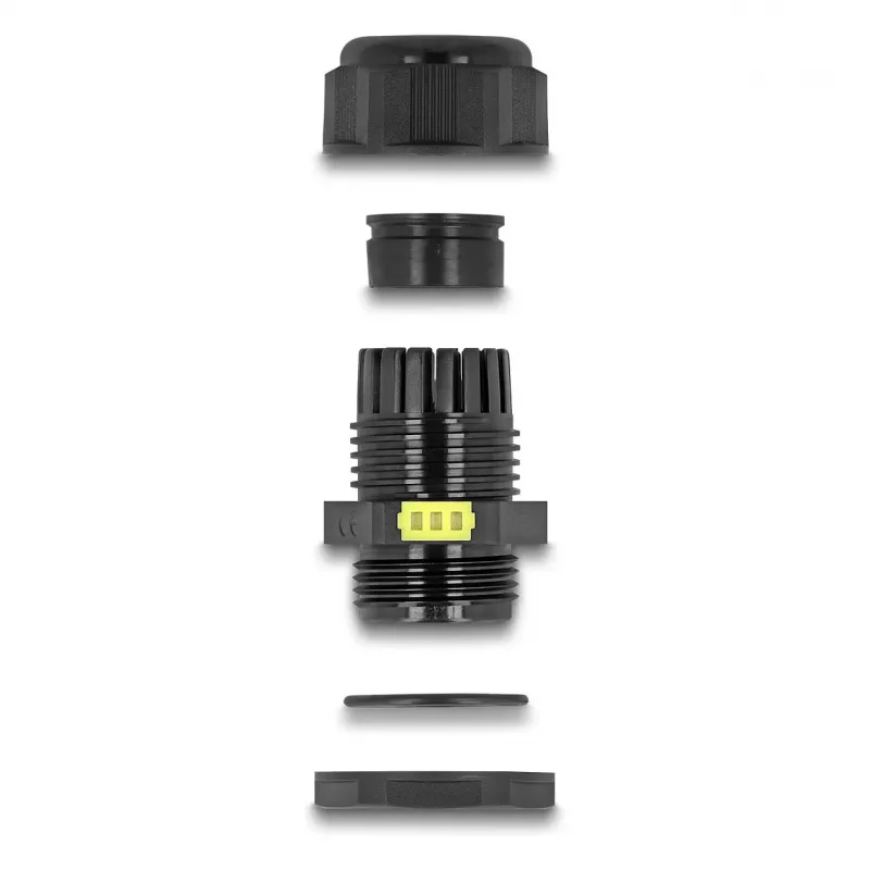 Prensaestopas DeLOCK M20 con ventilación IP68 resistente al polvo y al agua negro 2 uds.