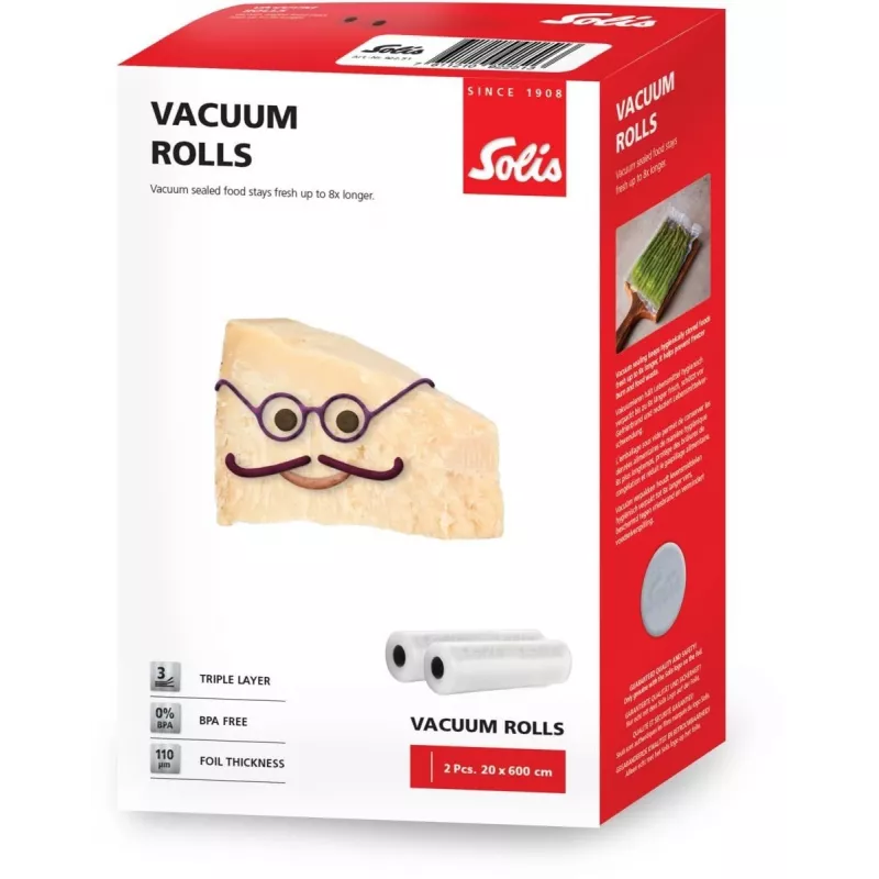 Solis Vac Rolls rollos para envasadora al vacío 20 x 600 cm, 2 rollos