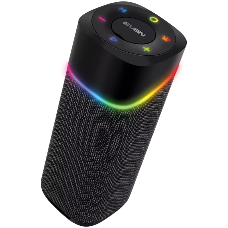 Altavoz portátil 2.0 SVEN PS-155, negro, potencia de salida 2x5 W (RMS), TWS, Bluetooth, FM, USB, batería de litio