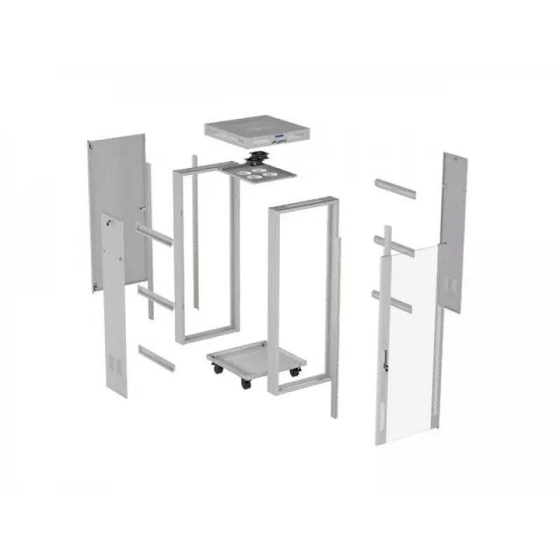 Armario rack de suelo LANBERG 19 pulgadas 32U 600×600 mm gris con puertas perforadas y LCD (flat pack)