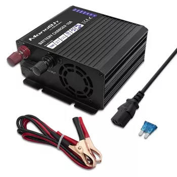 Cargador de baterías Qoltec Smart Monolith para baterías LiFePO4 AGM GEL SLA | 10A | 12V