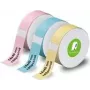 Rollo de etiquetas Olympia 6314, 14 × 40 mm, etiquetas de papel, pack de 3 (rosa, azul, amarillo)