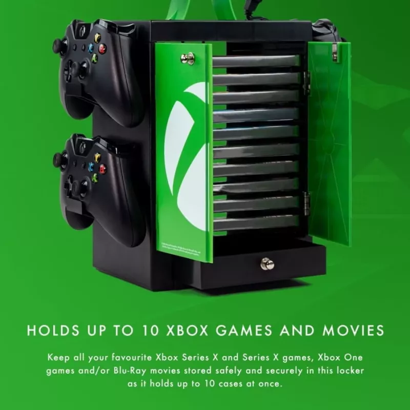 Numskull Games Official Xbox Gaming Locker, soporte para discos de juegos, Xbox, negro, con cable, 1 unidad
