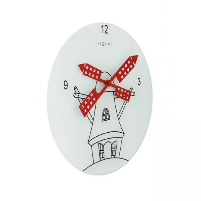Reloj NeXtime 8807 Windmil, Ø30 cm, pared, blanco/negro/rojo