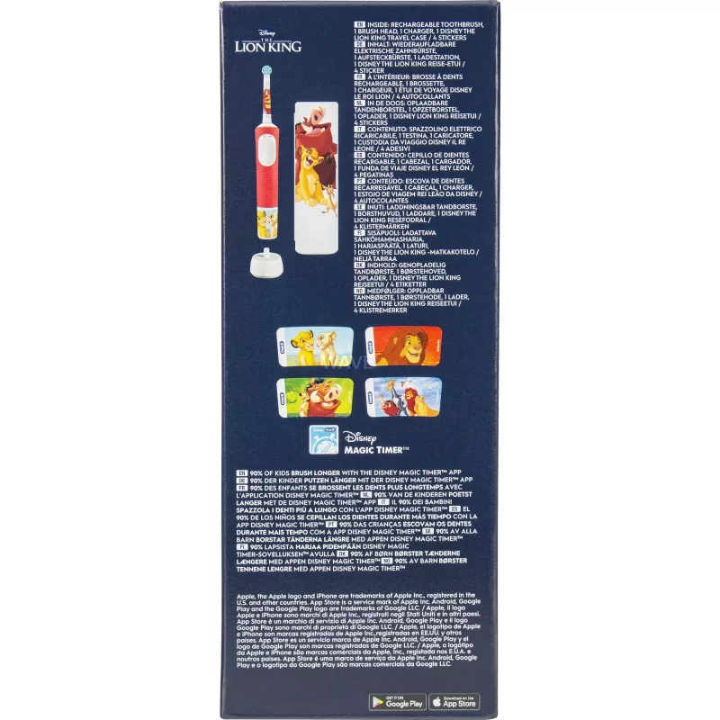 Vitality Pro 103 Kids El Rey León, cepillo de dientes eléctrico multicolor, con estuche de viaje