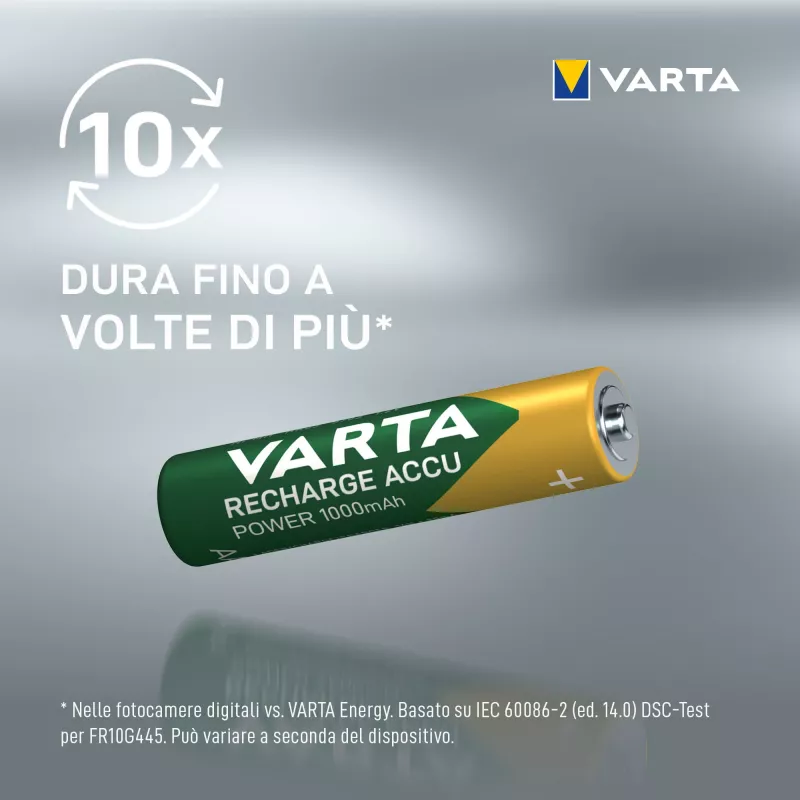VARTA HR03 AAA Recharge Accu potencia 1000 mAh 05703 pilas recargables 4 uds. verde, amarillo