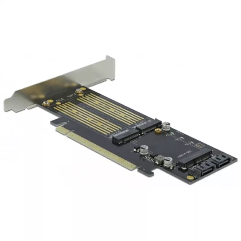 DeLOCK - controlador de almacenamiento - mSATA, M.2 - tarjeta M.2 / mSATA perfil bajo - SATA 6Gb/s, PCIe 4,0 x16 (90486)