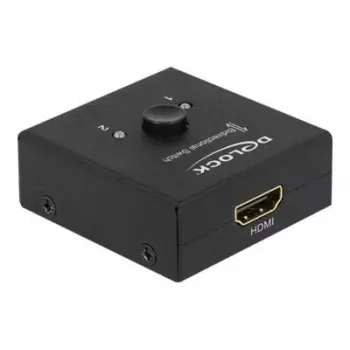 DeLock HDMI 2-1 bidireccional 4K 60 Hz compacto - Retail Box - Conmutador de vídeo/audio - 2 x HDMI - sobremesa (64072)