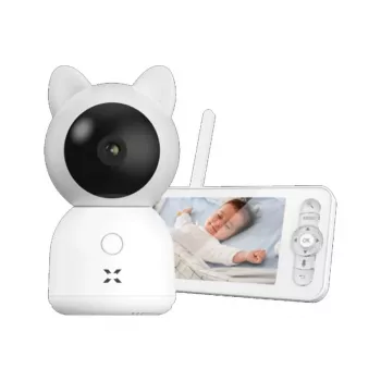 XENON X7202 Cámara inteligente para bebés con monitor, Wi-Fi, 2,4 GHz, 3 MP, audio bidireccional, SD, Blanca