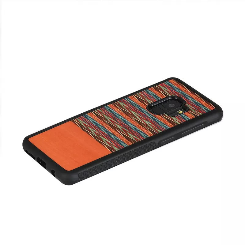 Funda para smartphone Man and Wood para Galaxy S9 — cuadros marrones con borde negro