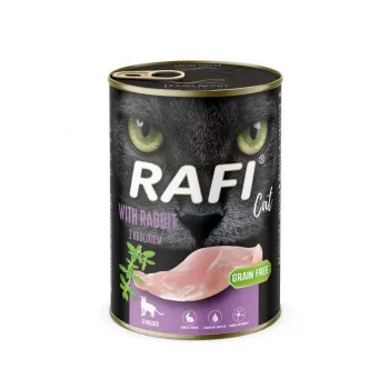 Comida húmeda para gatos dolina noteci Rafi con conejo, 400 g, alimento completo para gatos adultos, sin cereales, sin gluten ni soja
