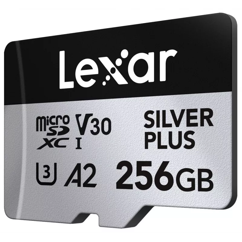 Tarjeta de memoria microSD 256GB C10 A2 U3 V30 205/150MB/s Silver Plus
