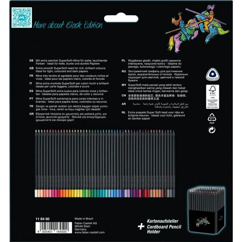 Lápices de colores Faber-Castell 116450, set multicolor, 50 uds., mina blanda, caja de cartón
