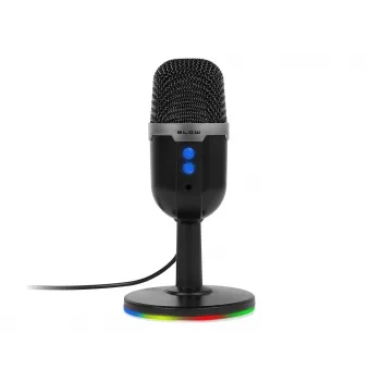 Micrófono de estudio BLOW con soporte LED — USB 2.0 con cable, 20–16000 Hz, sensibilidad -50 dB, 237 g