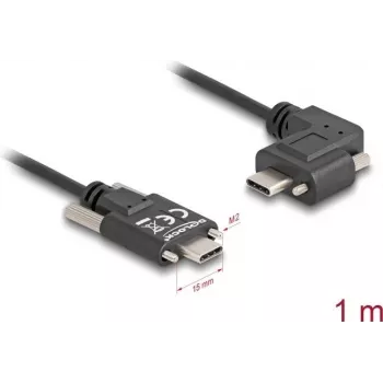 Cable DeLOCK USB 2.0 conector macho USB Type-C a conector macho USB Type-C acodado izquierda/derecha PD 3.0 60W 1m