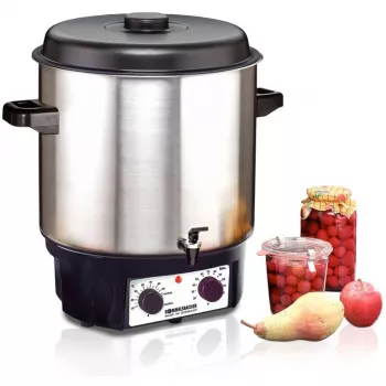 Rommelsbacher KA 2004/E máquina para vino caliente y esterilizador con grifo de vaciado, 27 L, acero inoxidable