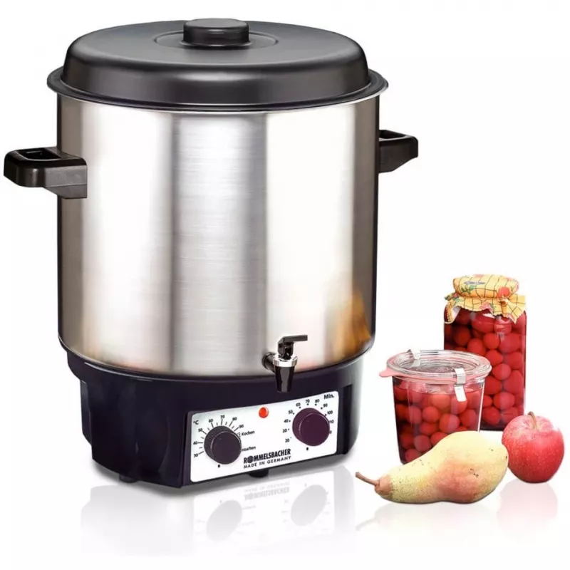 Rommelsbacher KA 2004/E Olla para vino caliente y conservas con grifo de vaciado, 27 L, Acero inoxidable