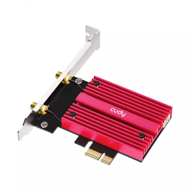 Tarjeta de red WLAN Bluetooth interna Cudy WE9300S PCIe, Wi-Fi 7 (802.11be) tribanda 2.4/5/6 GHz, 5765 Mbit/s, Bluetooth 5.4, antena externa 2x2