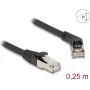 Cable de red DeLOCK RJ45 Cat.6A S/FTP 45° acodado a recto 0,25 m negro