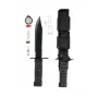 Cuchillo de supervivencia fijo Mil-Tec Special Forces 15368000 – acero inoxidable, full tang, 310 mm de longitud total, 185 mm de hoja, negro