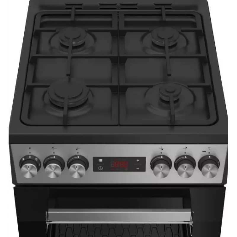 Cocina de libre instalación BEKO FSM52332DXDT placa de gas de 5 fuegos 60 cm, horno eléctrico 60 L, clase de eficiencia energética A