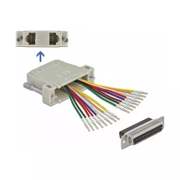 Conector hembra crimp D-Sub de 25 contactos a 2 x conector hembra RJ45 DeLOCK 66834