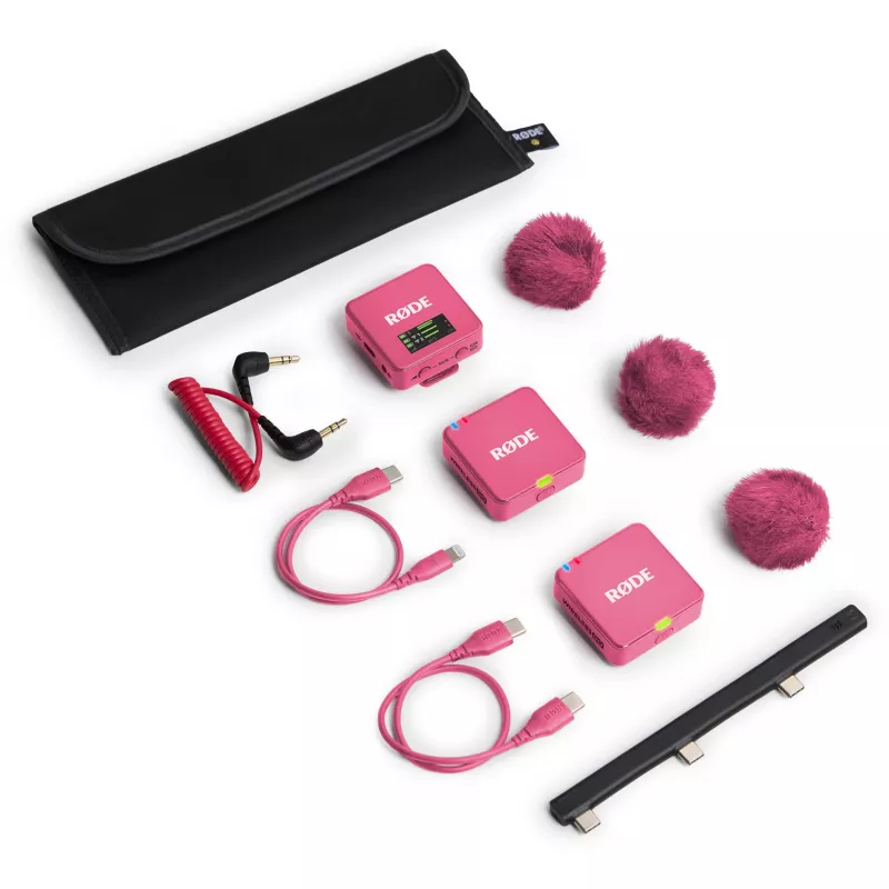 Micrófono inalámbrico RODE Wireless GO III Rosa — compacto sistema transmisor y receptor de dos canales