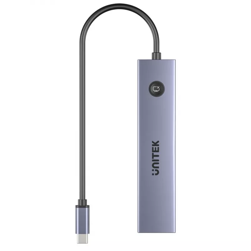 Hub USB-C Unitek H1124AGY01 con 100W PD, HDMI 2.0, 2x USB‑A, 2x USB‑C, lector de tarjetas SD/microSD — aluminio