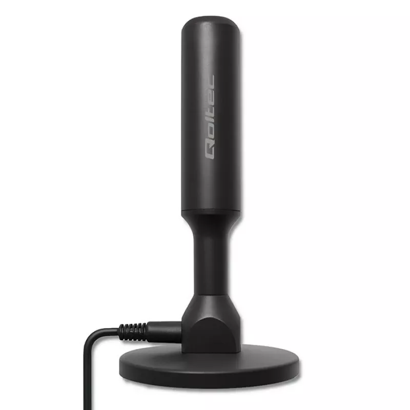 Antena de TV QOLTEC DVB-T2 28 dBi con amplificador de señal, recepción interior/exterior