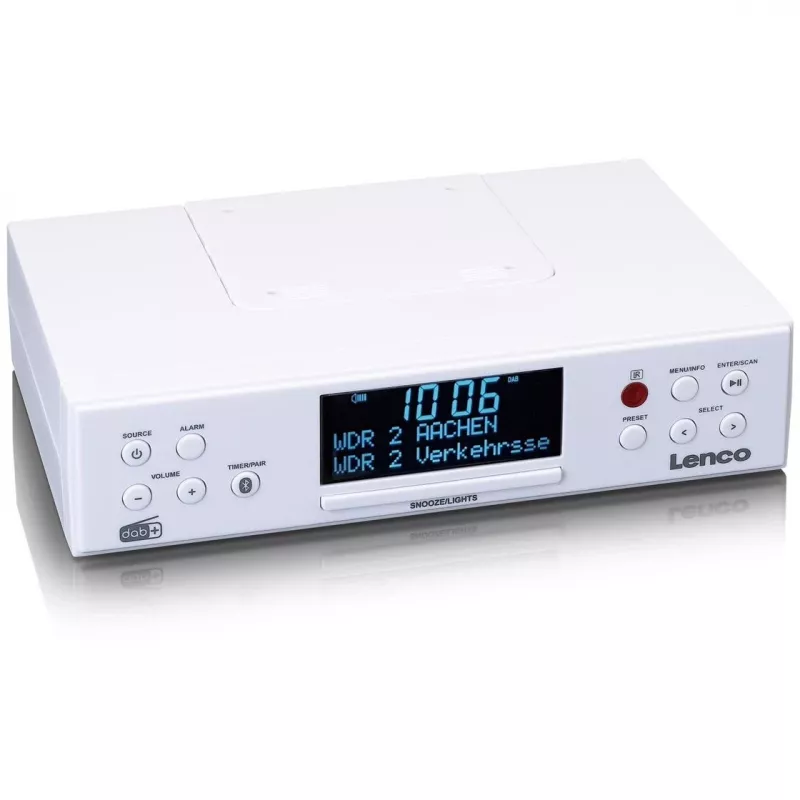 Lenco KCR-190WH radio de cocina para bajo mueble con PLL FM, DAB+ y Bluetooth, blanco