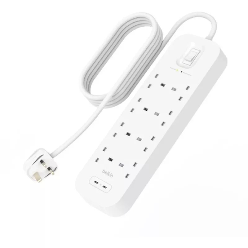 Protector contra sobretensiones SurgePlus 8x Schuko 2xUSB-C 900J 2m
