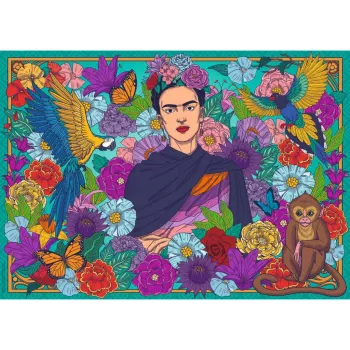 Puzle - El paraíso de Frida Kahlo: loros, monos 1000 piezas