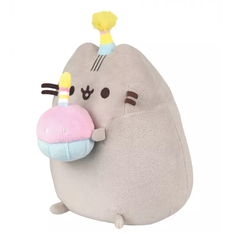 Peluche Pusheen de Pusheen — peluche de 24 cm con gorro de cumpleaños y tarta