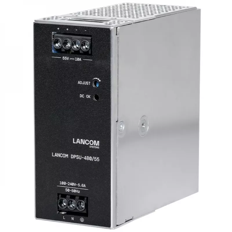 Fuente de alimentación Lancom Systems LANCOM DPSU-480/55 — 480 W, AC 100–240 V, TS35 DIN, Negro/Acero