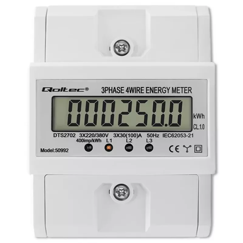Contador electrónico trifásico QOLTEC 50992 400V 100A