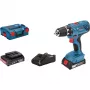Bosch GSR 18V-21 Professional 06019H1008 taladro atornillador inalámbrico, 18 V, 55 Nm, portabrocas de 13 mm, con 2 baterías, azul/negro