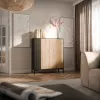 Cómoda Cama MERCI 100 x 40 x 129 cm negro/roble Artisan