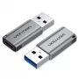 Adaptador Vention de conector macho USB 3.0 a conector hembra USB-C gris tipo aleación de aluminio
