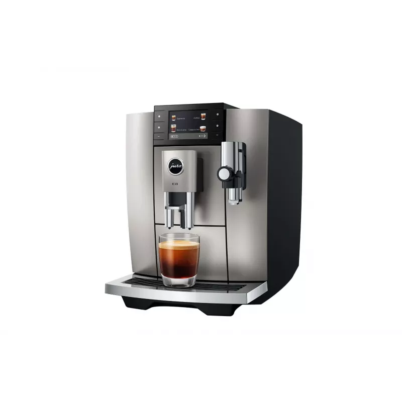 Cafetera espresso JURA E8 superautomática 1,9 l plata – 15 bar, pantalla de 3,5 inch, molinillo, espumador de leche