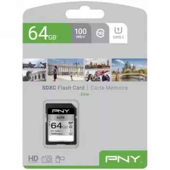 Memoria flash PNY 64GB SDXC UHS-I Class 10 P-SD64GU1100EL-GE